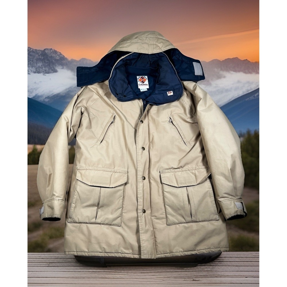 Vintage 80s Columbia Hooded Puffer Parka Jacket Men L‎ Gore-Tex Outdoors Hunting